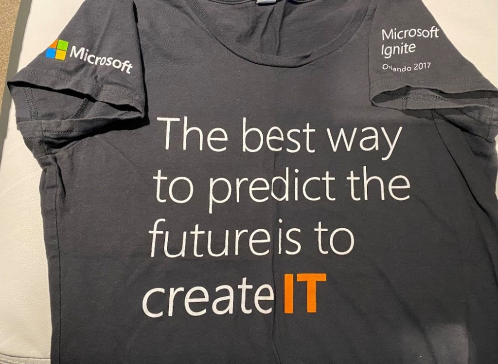 Lesley’s favorite swag tee shirt ever, from her first MVP talk ever at Microsoft Ignite Orlando 2017.